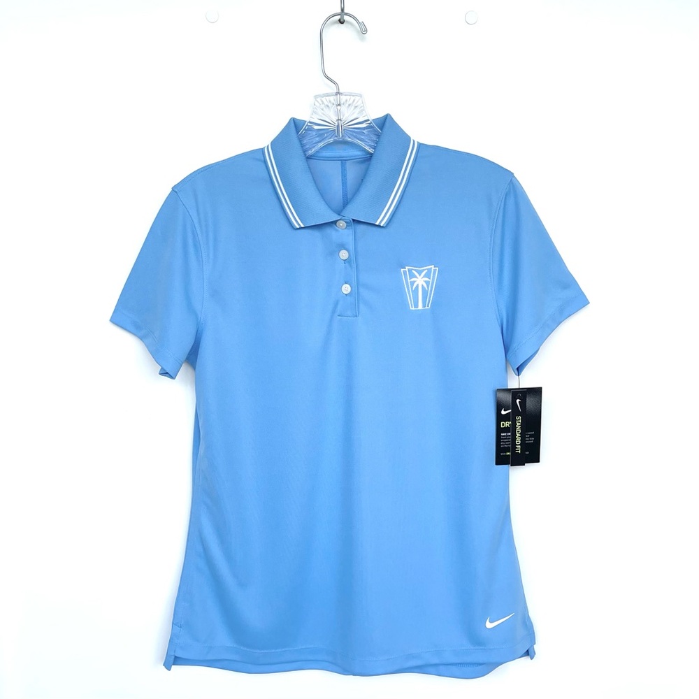 Nike Golf Polo Shirt Ladies  S Dri Fit Technology Logo Blue Standard Fit